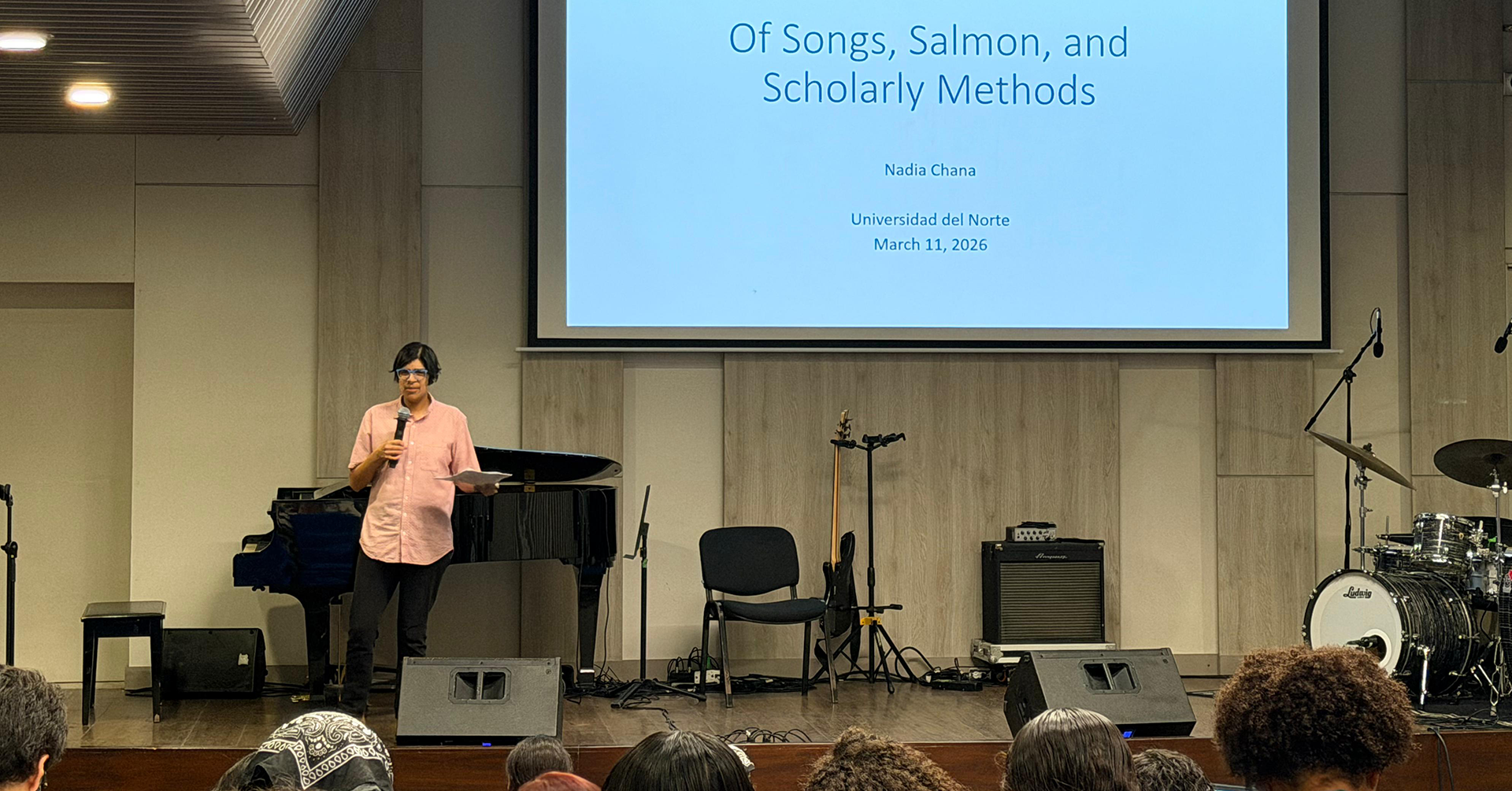Professor Nadia Chana presents a lecture at Universidad del Norte in Barranquilla, Colombia.