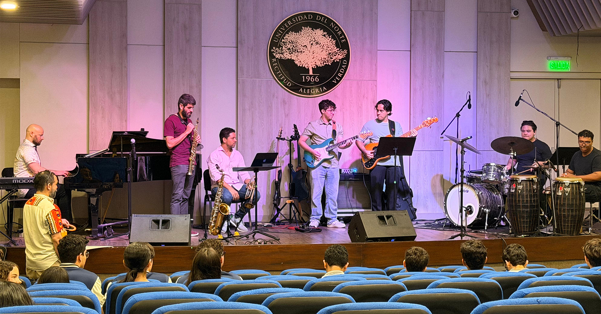 Professor Johannes Wallmann performs with a faculty and student group at the Universidad del Norte in Barranquilla, Colombia. 