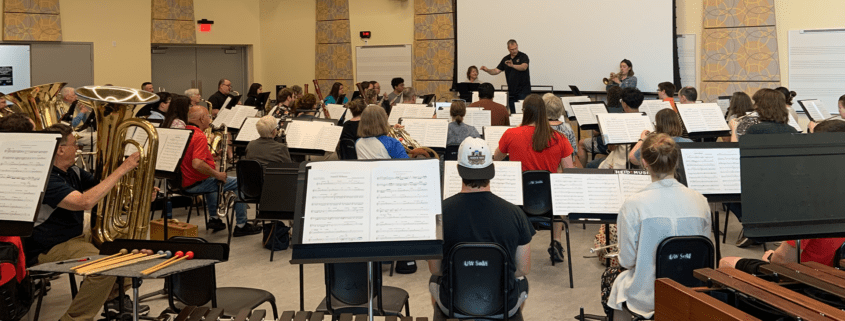 A photo of Summer Band at UW–Madison with Scott Teeple conducting.