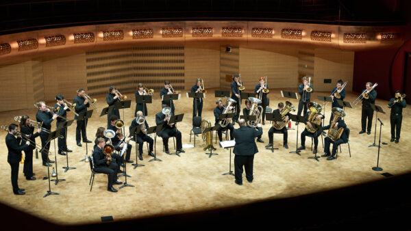 A photo of Low Brass Ensemble performing on stage at the Hamel Music Center.
