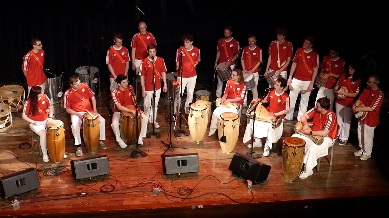 A photo of the World Percussion Ensemble.
